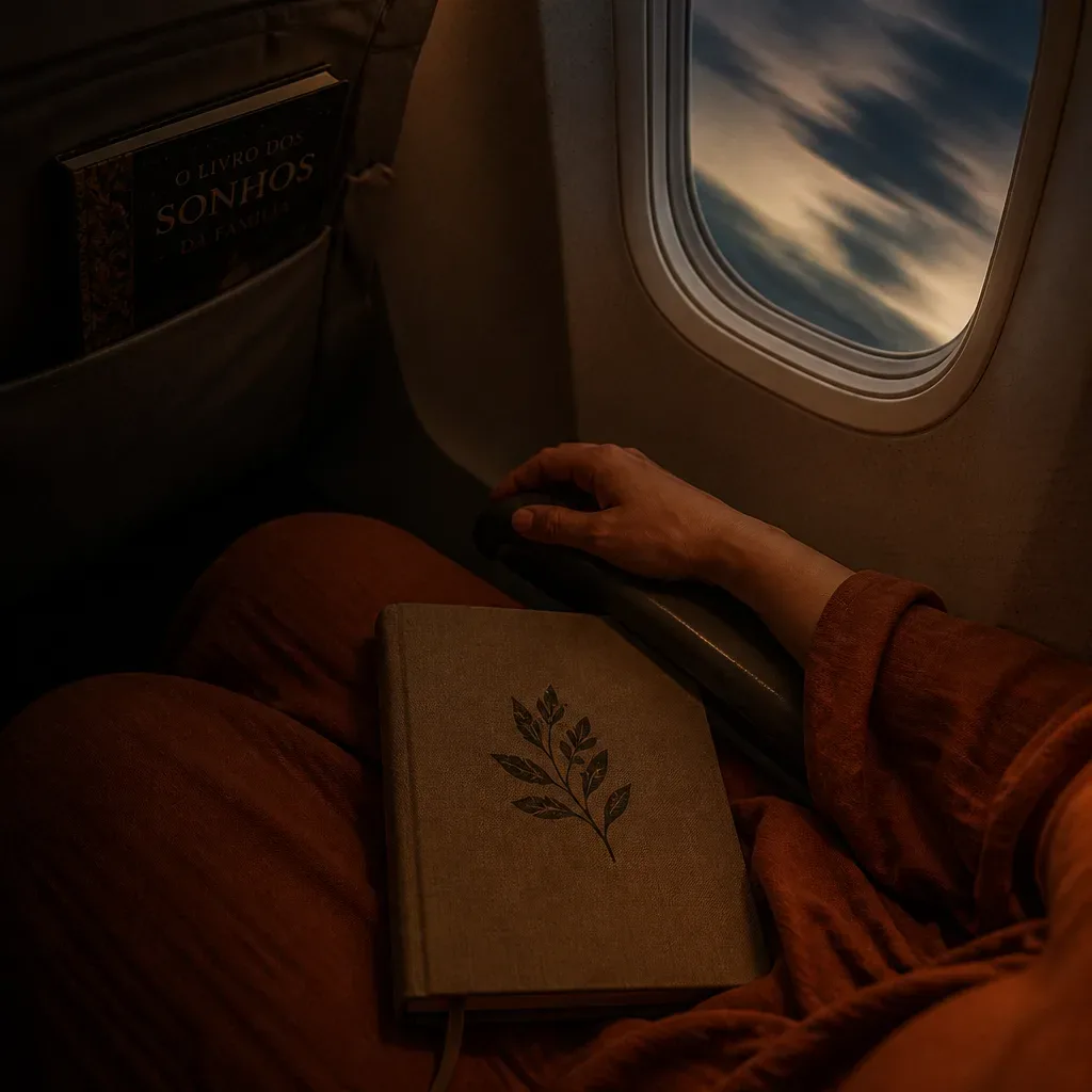 Mão no apoio de braço durante turbulência sonhada