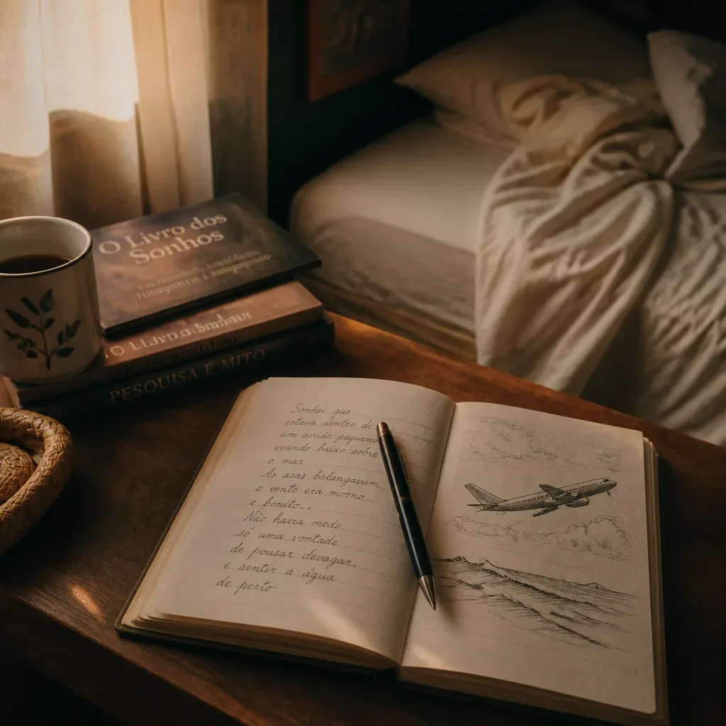 Caderno de sonhos aberto na luz da manhã