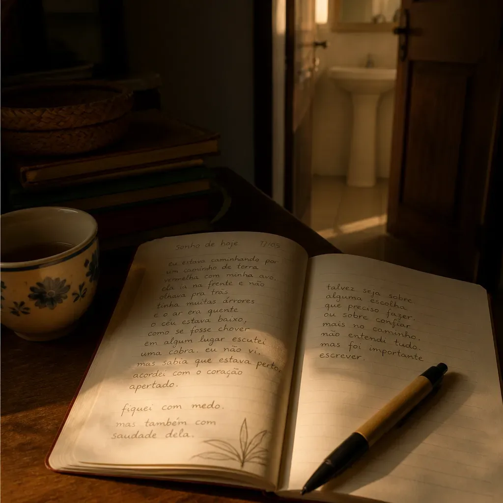 Caderno com anotações de sonho pela manhã