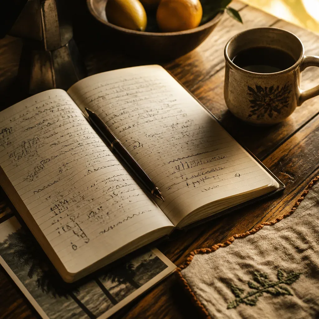 Caderno aberto com anotações sobre sonho recente