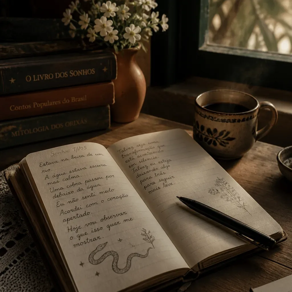 Caderno aberto para anotar sonho pela manhã