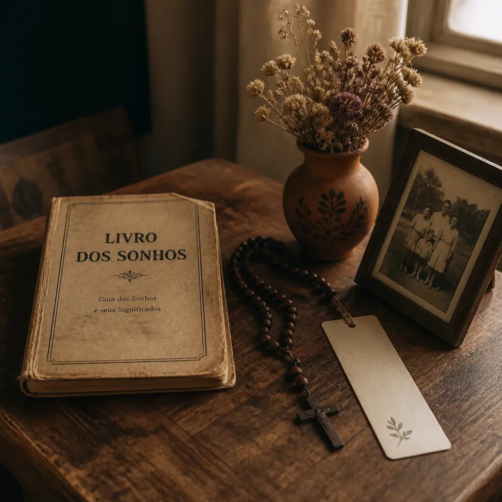 Livro antigo de sonhos com objetos de família