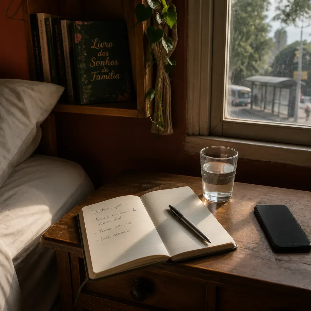 Caderno com sonho anotado ao lado da cama
