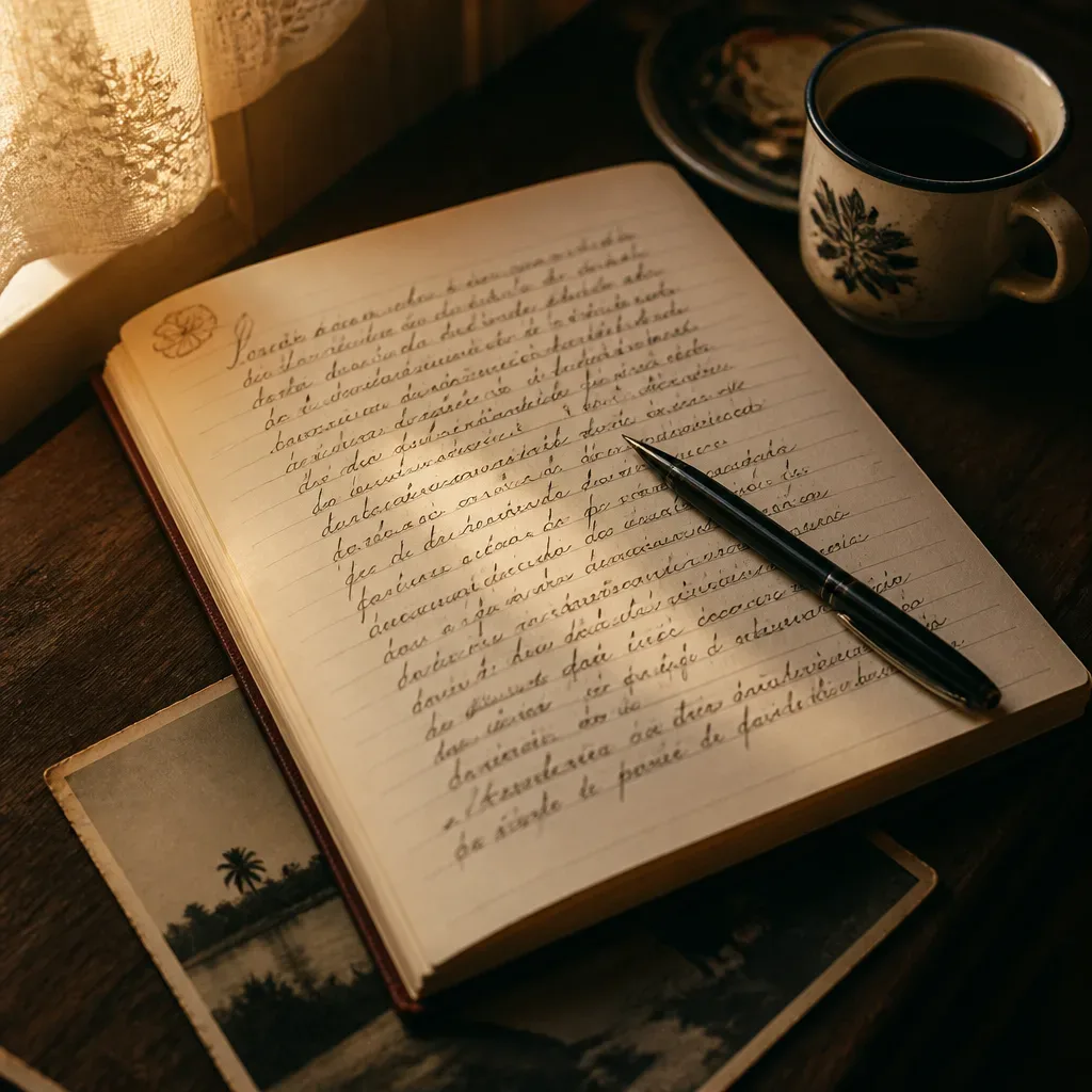 Caderno aberto com anotações de sonho pela manhã