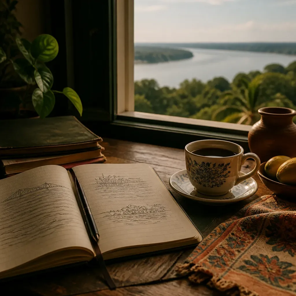 Diário de sonhos aberto ao lado do café