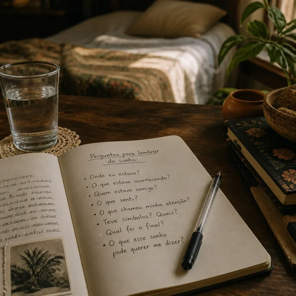 Caderno aberto para anotar sonho de queda