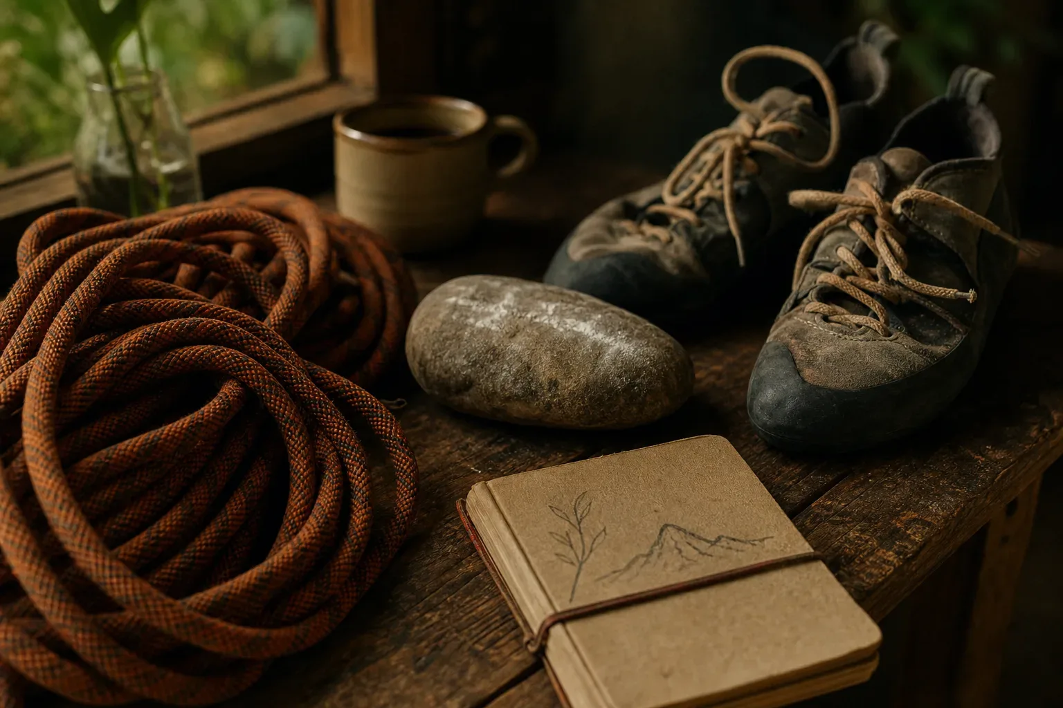 Symbolic still life: Sonhar que está escalando